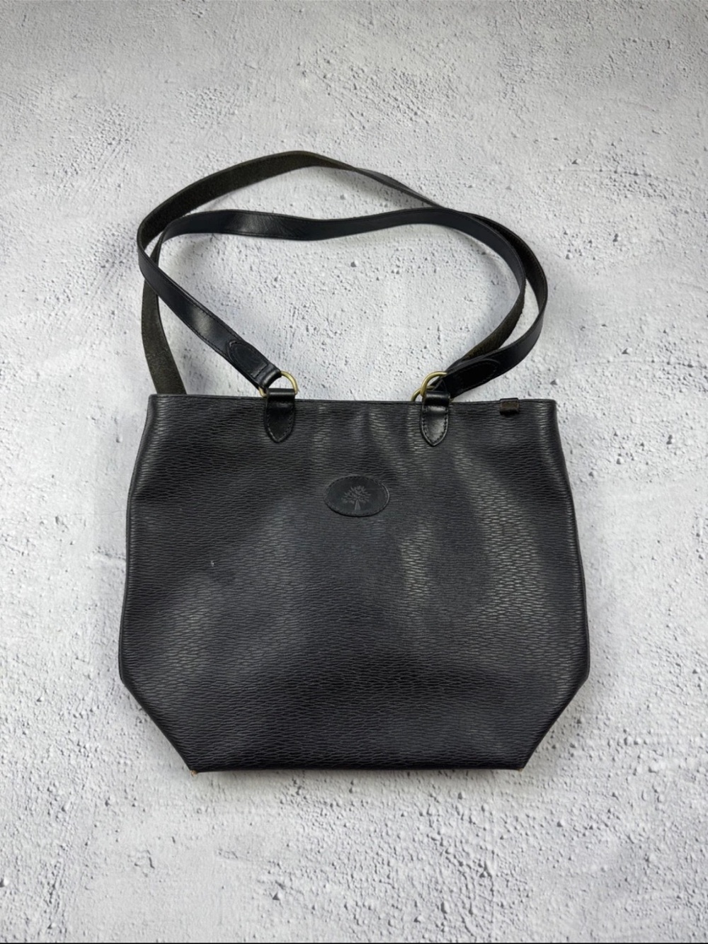 Mulberry Black Textured Leather Tote with Double Straps